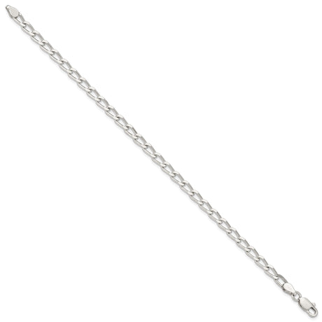 925 White Gold 4.3 mm Polished Chain Bracelet, Solid
