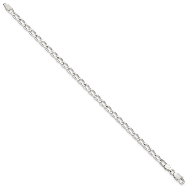 925 White Gold 4.3 mm Polished Chain Bracelet, Solid