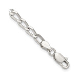 925 White Gold 4.3 mm Polished Chain Bracelet, Solid shown for scale