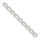 925 White Gold 4.3 mm Polished Chain Necklace, Solid detail view
