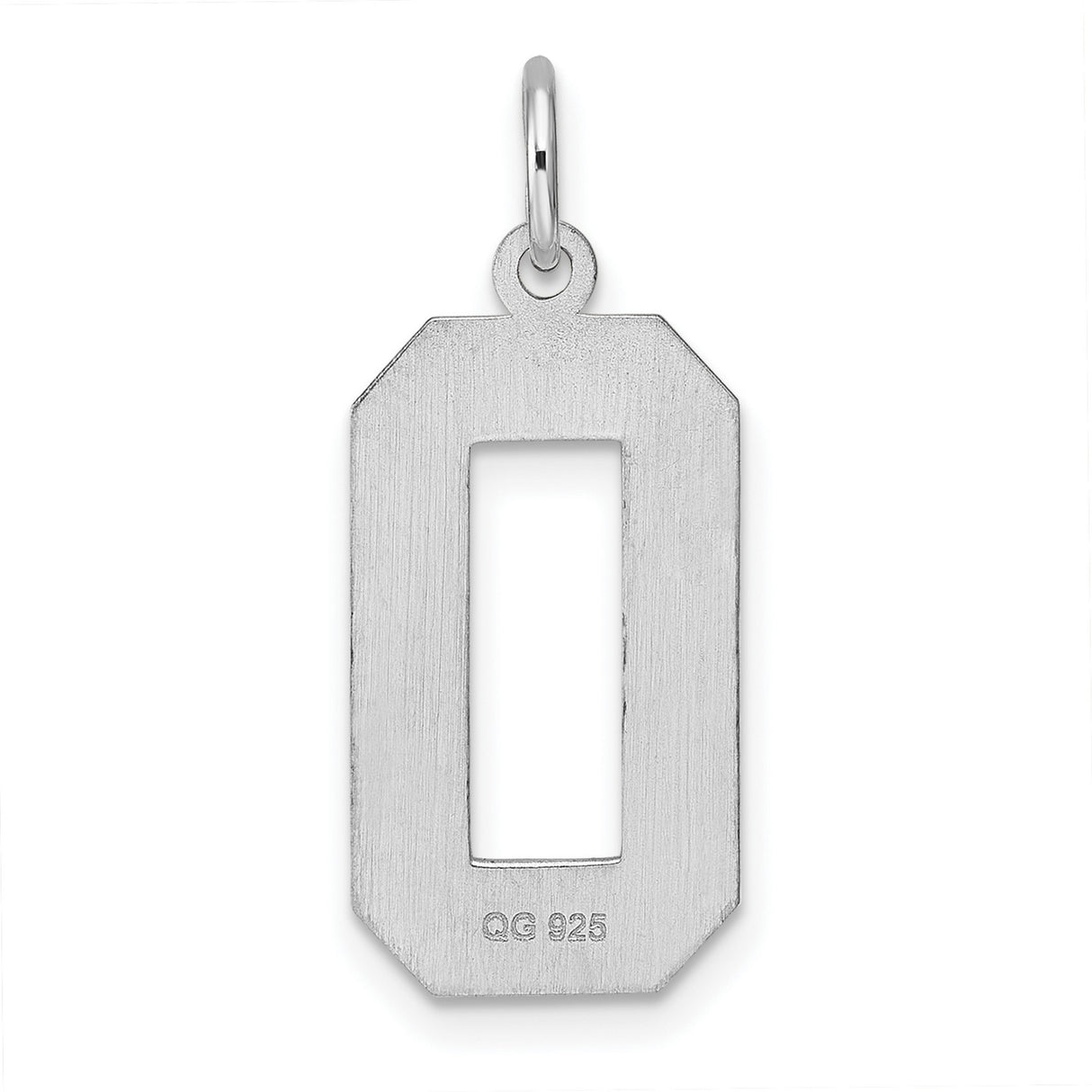 Sterling Silver Pendant Charm, Octagon Number 0 Design with Polished and Textured Finish