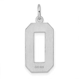 Sterling Silver Pendant Charm, Octagon Number 0 Design with Polished and Textured Finish