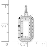 Sterling Silver Pendant Charm, Octagon Number 0 Design with Polished and Textured Finish