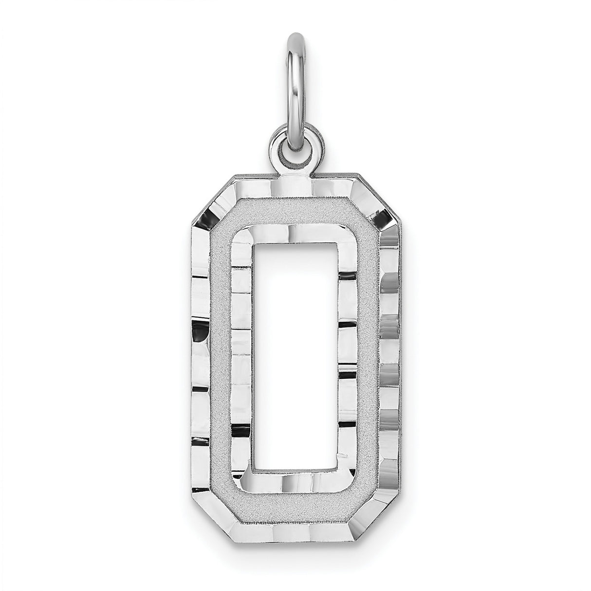 Sterling Silver Pendant Charm, Octagon Number 0 Design with Polished and Textured Finish