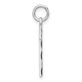 Sterling Silver Number One Pendant Charm with Textured Center and Polished Edge