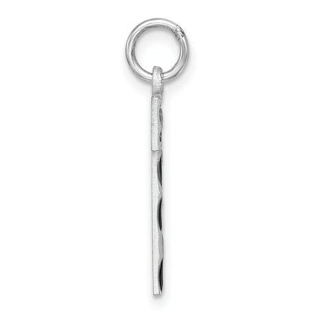 Sterling Silver Number One Pendant Charm with Textured Center and Polished Edge