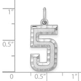 Sterling Silver Number Five Pendant with Textured Edge and Polished Finish, Unisex Charm