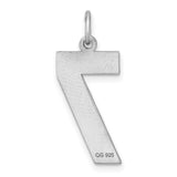 Sterling Silver Number 7 Pendant Charm, Polished and Textured Lucky Number Jewelry