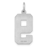 Sterling Silver Number Nine Pendant Charm with Polished and Textured Finish, Unisex Sports Jewelry