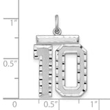 Large #10 Charm Pendant in Real 925 Sterling Silver
