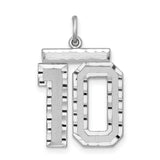 Large #10 Charm Pendant in Real 925 Sterling Silver