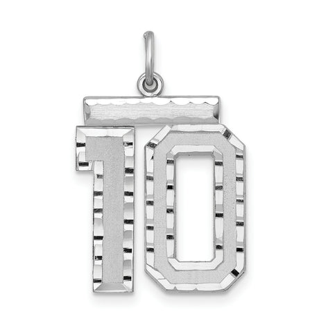 Large #10 Charm Pendant in Real 925 Sterling Silver