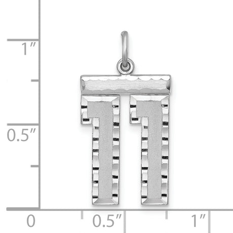 Large #11 Charm Pendant in Real 925 Sterling Silver