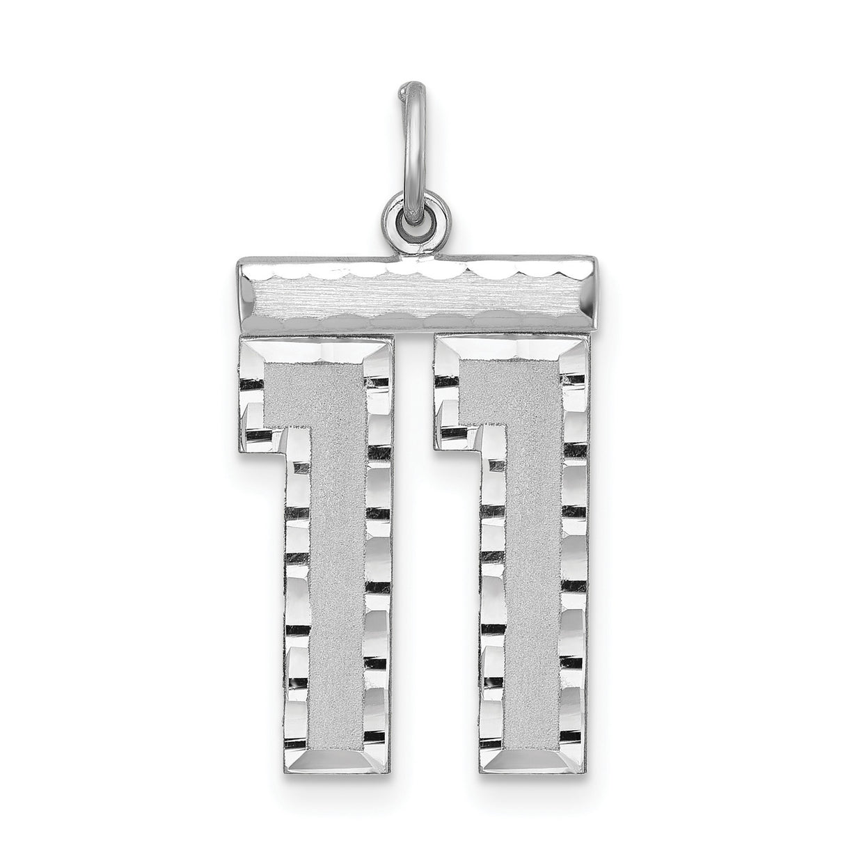 Large #11 Charm Pendant in Real 925 Sterling Silver