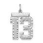 Large #13 Charm Pendant in Real 925 Sterling Silver
