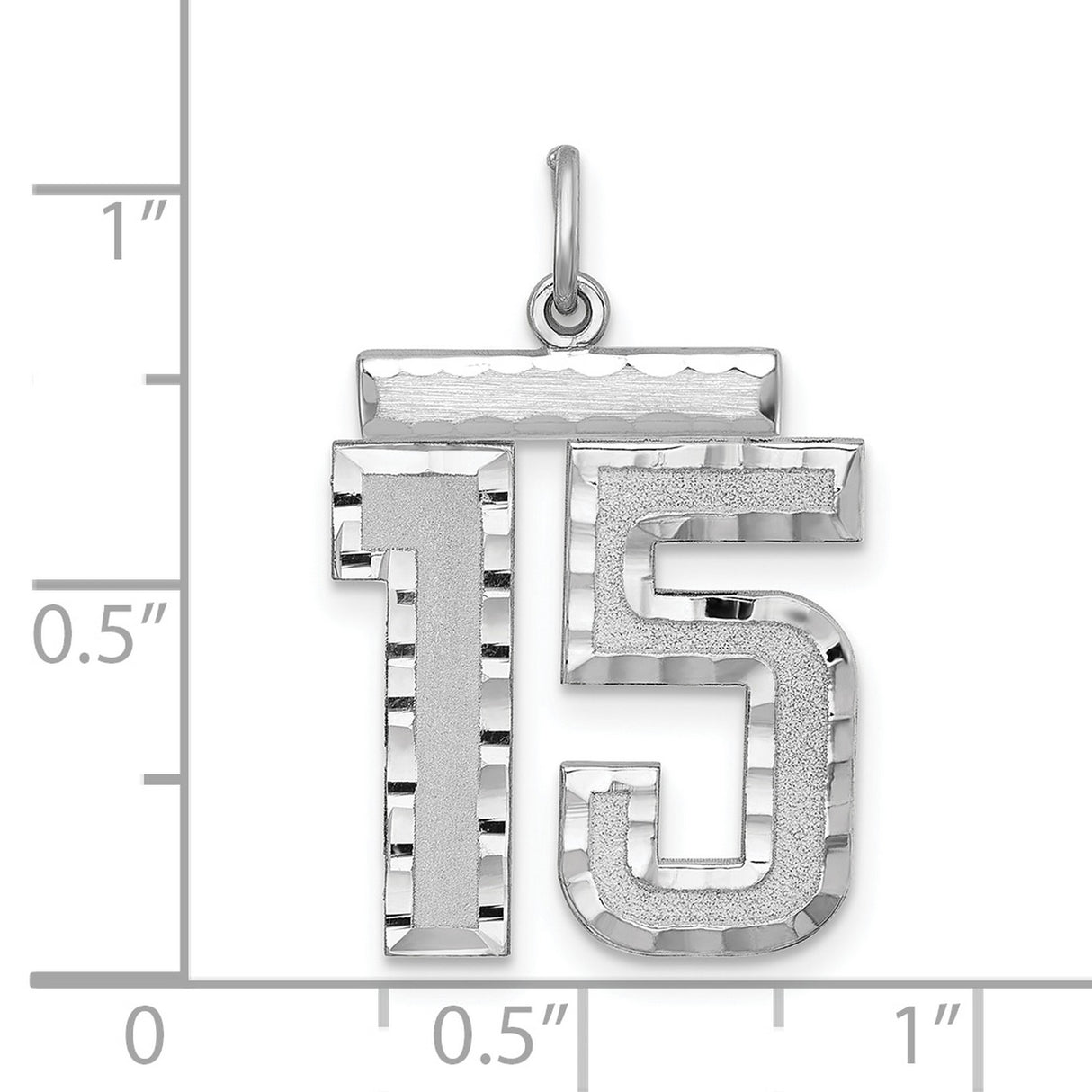 Large #15 Charm Pendant in Real 925 Sterling Silver