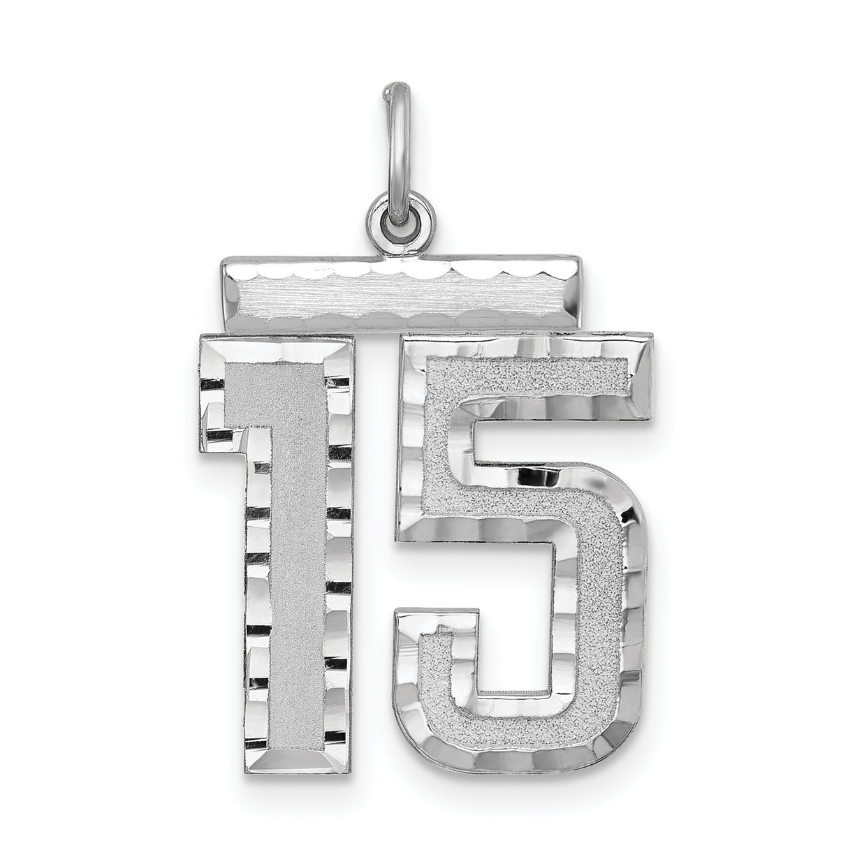 Large #15 Charm Pendant in Real 925 Sterling Silver