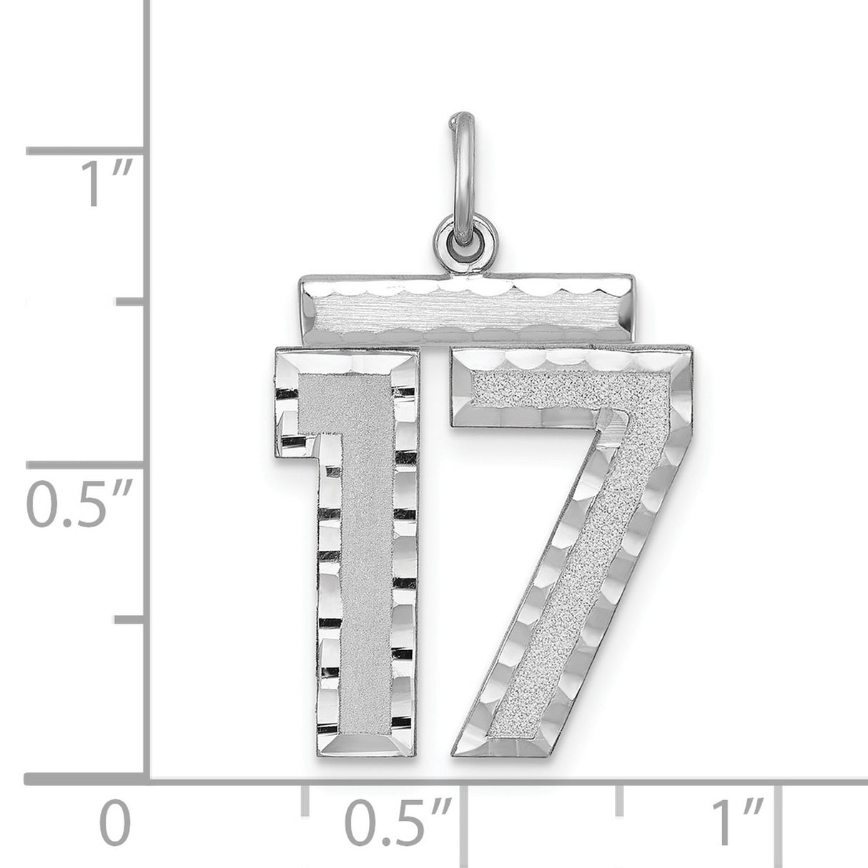 Large #17 Charm Pendant in Real 925 Sterling Silver