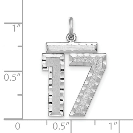 Large #17 Charm Pendant in Real 925 Sterling Silver