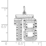 Large #18 Charm Pendant in Real 925 Sterling Silver