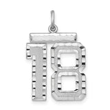 Large #18 Charm Pendant in Real 925 Sterling Silver