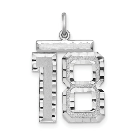 Large #18 Charm Pendant in Real 925 Sterling Silver