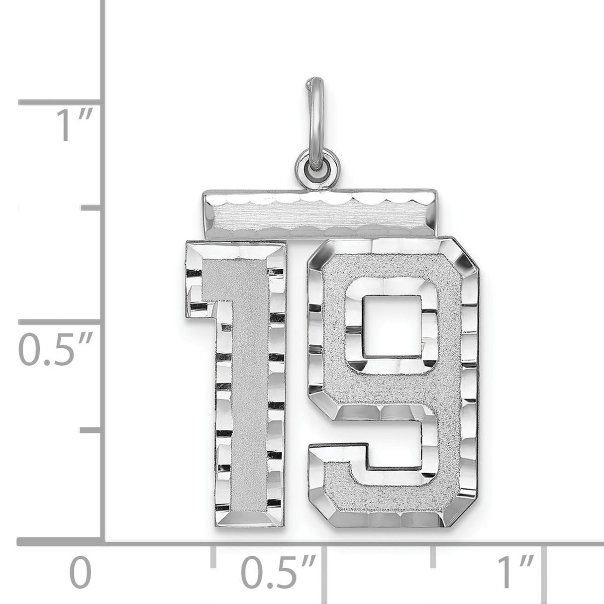 Large #19 Charm Pendant in Real 925 Sterling Silver