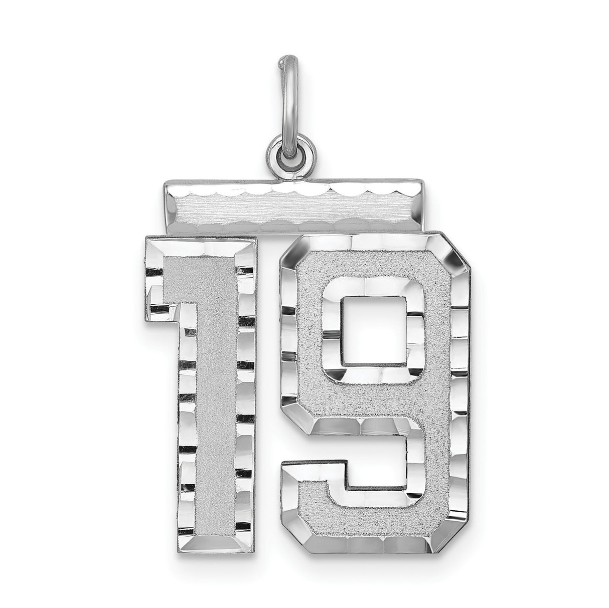 Large #19 Charm Pendant in Real 925 Sterling Silver