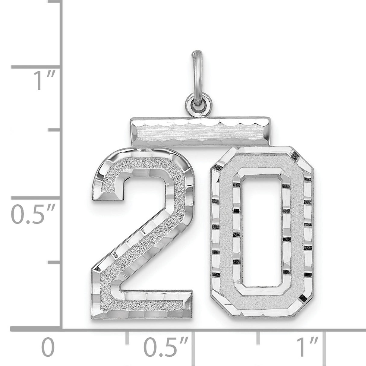 Large #20 Charm Pendant in Real 925 Sterling Silver