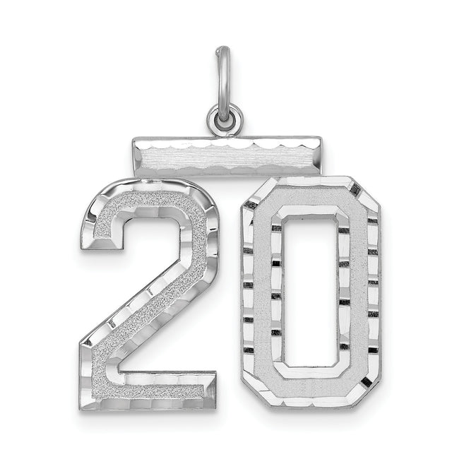Large #20 Charm Pendant in Real 925 Sterling Silver
