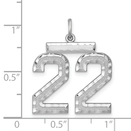 Large #22 Charm Pendant in Real 925 Sterling Silver