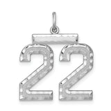 Large #22 Charm Pendant in Real 925 Sterling Silver