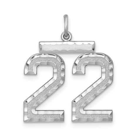 Large #22 Charm Pendant in Real 925 Sterling Silver