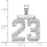 Large #23 Charm Pendant in Real 925 Sterling Silver