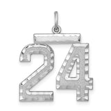 Sterling Silver Number 24 Pendant with Textured and Polished Finish, Sports Charm