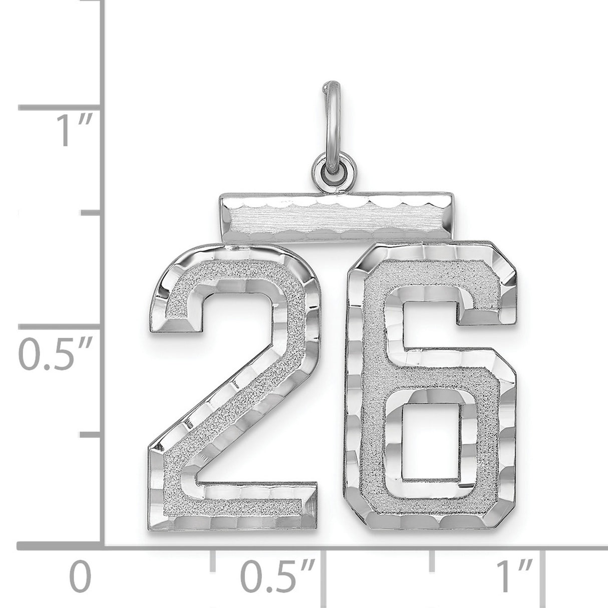 Large #26 Charm Pendant in Real 925 Sterling Silver