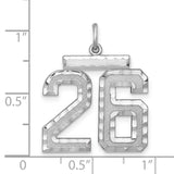 Large #26 Charm Pendant in Real 925 Sterling Silver
