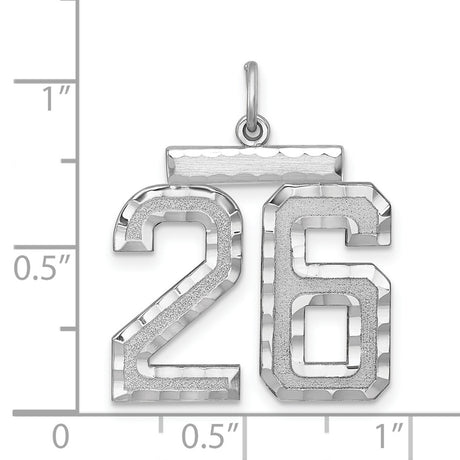Large #26 Charm Pendant in Real 925 Sterling Silver