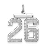 Large #26 Charm Pendant in Real 925 Sterling Silver
