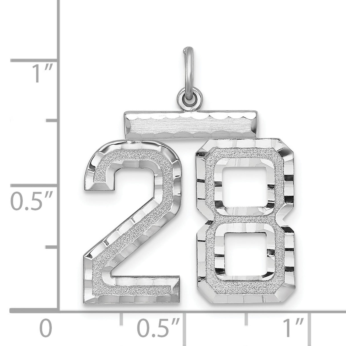 Large #28 Charm Pendant in Real 925 Sterling Silver