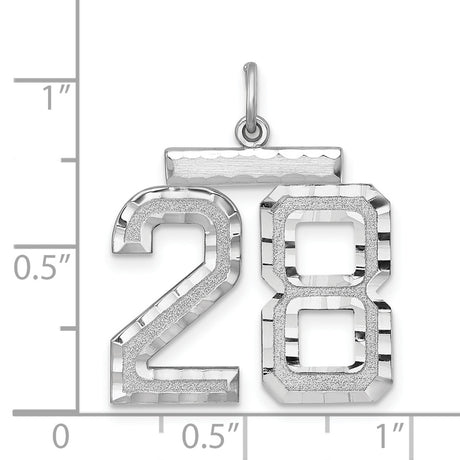 Large #28 Charm Pendant in Real 925 Sterling Silver