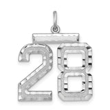 Large #28 Charm Pendant in Real 925 Sterling Silver