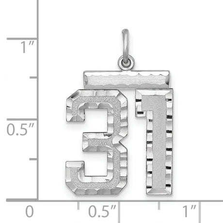 Large #31 Charm Pendant in Real 925 Sterling Silver