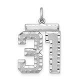 Large #31 Charm Pendant in Real 925 Sterling Silver