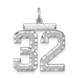 Large #32 Charm Pendant in Real 925 Sterling Silver