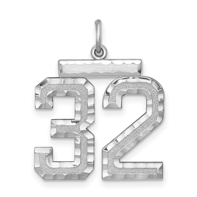Large #32 Charm Pendant in Real 925 Sterling Silver
