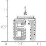 Large #61 Charm Pendant in Real 925 Sterling Silver