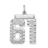 Large #61 Charm Pendant in Real 925 Sterling Silver