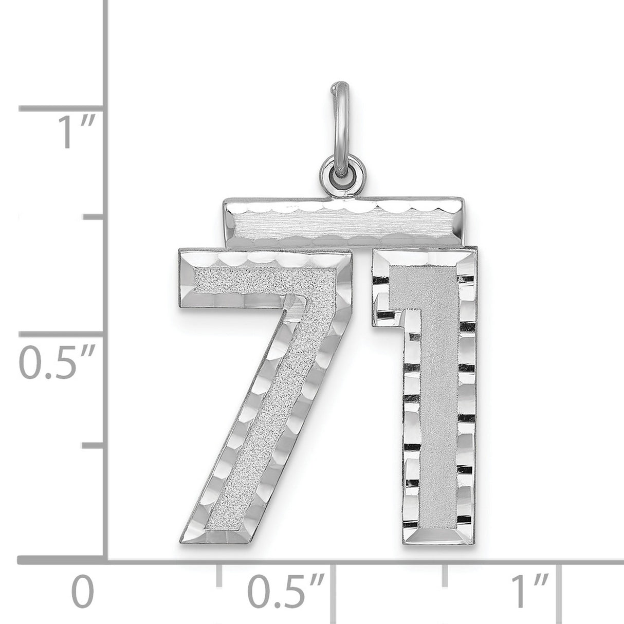 Large #71 Charm Pendant in Real 925 Sterling Silver