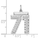 Large #71 Charm Pendant in Real 925 Sterling Silver